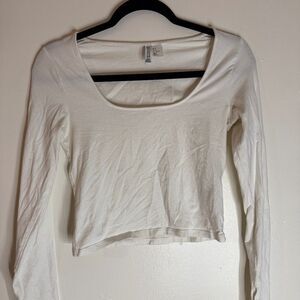 H&M DIVIDED Long Sleeve White Shirt with Split Hem Sleeves